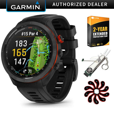 Garmin Approach S70 42 mm Premium GPS Golf Watch, Black Band with 2 YR Warranty Bundle