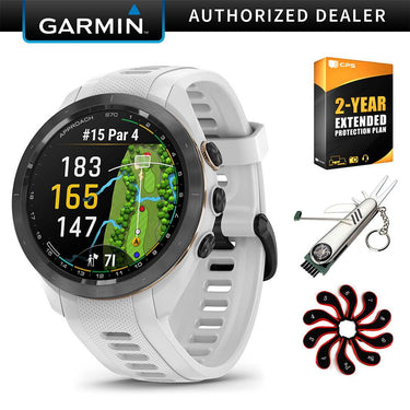 Garmin Approach S70 42 mm Premium GPS Golf Watch, White Band with 2 YR Warranty Bundle