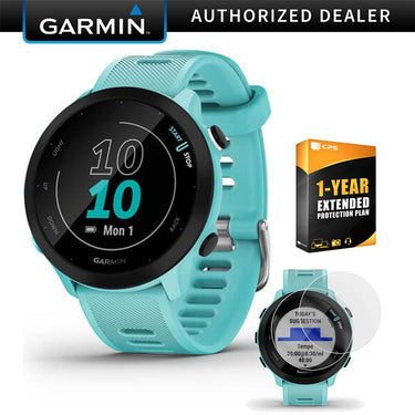 Garmin Forerunner 55 GPS Running Watch (Aqua) with 2-Pack Screen Protector Bundle
