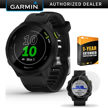 Garmin Forerunner 55 GPS Running Watch (Black) with 2-Pack Screen Protector Bundle
