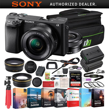 Sony a6400 4K Mirrorless Camera ILCE-6400L/B 16-50mm Lens with Macro & Telephoto Kit