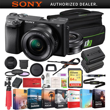 Sony a6400 4K Mirrorless Camera ILCE-6400L/B 16-50mm Lens + Deco Gear Travel Case Kit