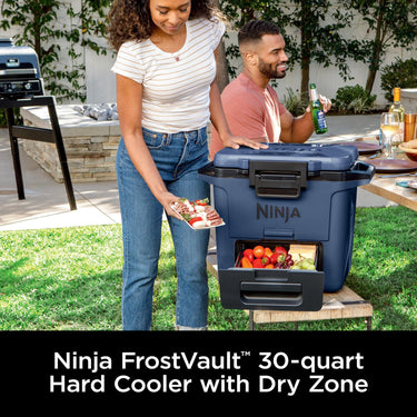 Ninja FB131BL FrostVault 30qt Hard Cooler with Dry Zone, Lakeshore Blue - Refurbished