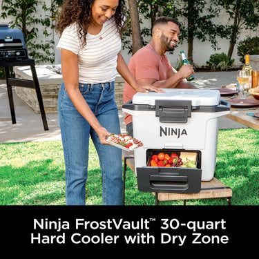 Ninja FB131WH FrostVault 30qt Hard Cooler with Dry Zone, Cloud White - Refurbished