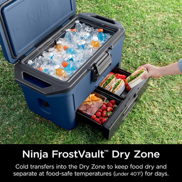 Ninja FB151BL FrostVault 50qt Hard Cooler with Dry Zone, Lakeshore Blue - Refurbished