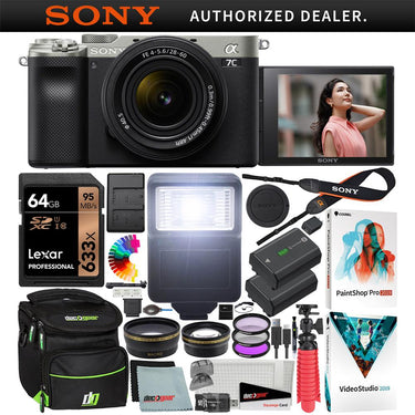 Sony a7C Mirrorless Full Frame Camera Body + 28-60mm Lens Kit Accessory Bundle Silver