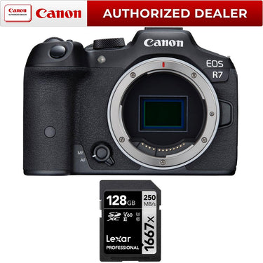 Canon EOS R7 Mirrorless Camera 32.5MP Sensor and 4K Video (Body) w/ Memory Card Bundle