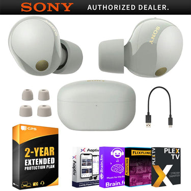 Sony WF-1000XM5 Noise Canceling Wireless Earbuds (Silver) Bundle with 2 YR Warranty