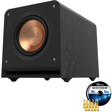 Klipsch RP-1000SW High-Excursion 10" Subwoofer Ebony +Deco Gear Wire +Banana Plugs