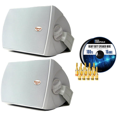 Klipsch AW-650 Outdoor Speaker with Tractrix Horn (Pair) + Deco Gear Wire + Banana Plugs