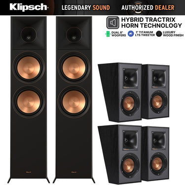Klipsch Hi-Res Floorstanding Speaker (2-Pack) Bundle with 2x Pair of Surround Speaker