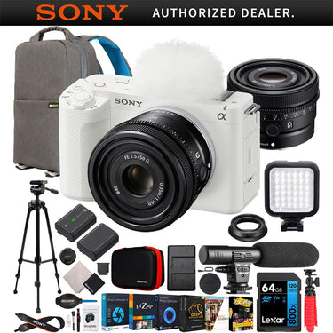 Sony ZV-E1 Full Frame Mirrorless Vlog Camera White + FE 50mm F2.5 G Lens Kit Bundle
