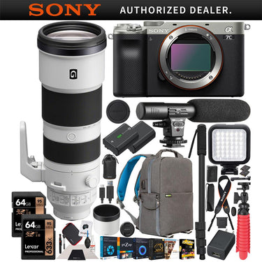 Sony a7C Mirrorless Camera Silver + 200-600mm F5.6-6.3 G Lens SEL200600G Kit Bundle