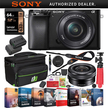 Sony a6100 Mirrorless Camera 4K APS-C ILCE-6100LB 16-50mm Lens Case 64GB Bundle
