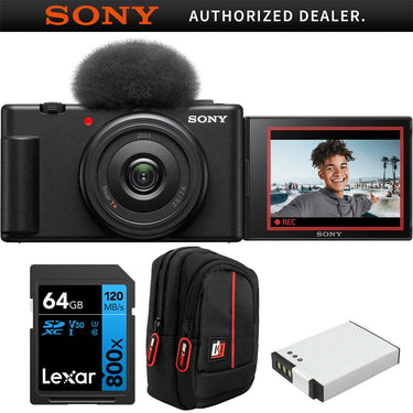 Sony ZV-1F Vlog Camera for Content Creators Vloggers +32GB Card +Camera Case +Battery