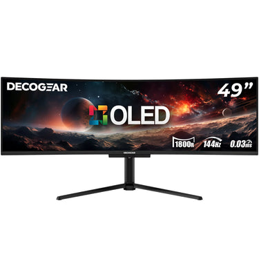 Deco Gear 49" OLED-QD Ultrawide Monitor, 5120x1440 DQHD, 144Hz, 0.03ms, 100% sRGB, KVM