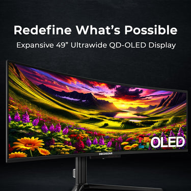 Deco Gear 49" QD-OLED Ultrawide Monitor, 5120x1440, 144Hz, 0.03ms, 100% sRGB, KVM, 2-Pack