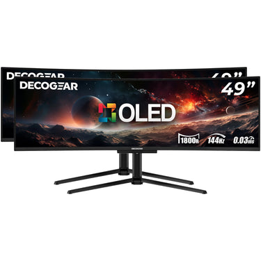 Deco Gear 49" QD-OLED Ultrawide Monitor, 5120x1440, 144Hz, 0.03ms, 100% sRGB, KVM, 2-Pack