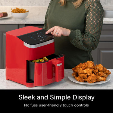 Deco Chef 5.8 QT Air Fryer in Red with 8 Smart Cooking Programs - DCDAIR05RED - Open Box