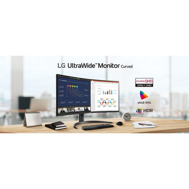 LG 34-inch Curved UltraWide WQHD HDR 10 100Hz Monitor - 34WR55QK-B - Open Box