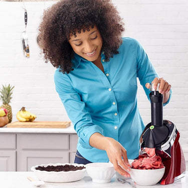 Yonanas 986 Deluxe Elite Healthy Soft-Serve Dessert Maker w/Recipe Book Open Box