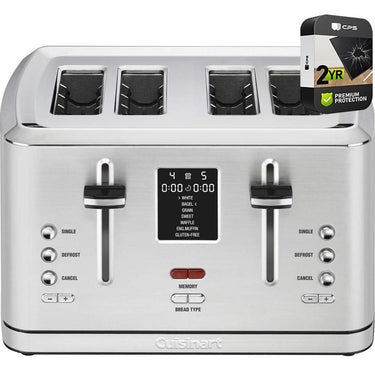 Cuisinart 4-Slice Digital Toaster with MemorySet Feature Silver+2 Year Warranty