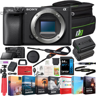 Sony a6400 4K Mirrorless Camera ILCE-6400/B Body Only with Deco Gear Travel Case Kit