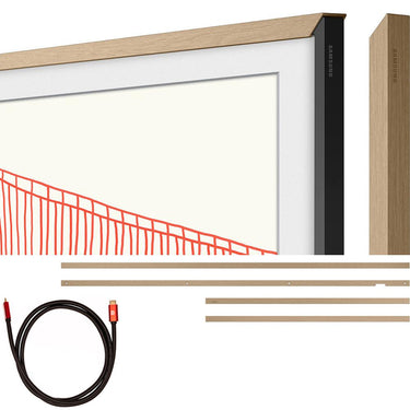 Samsung 50" The Frame Customizable Bezel, Modern Teak w/ HDMI Cable Bundle