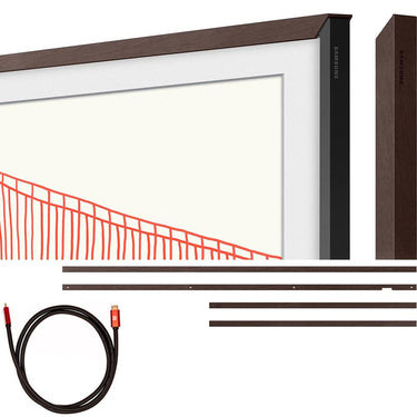 Samsung 75" The Frame Customizable Bezel, Modern Brown w/ HDMI Cable Bundle