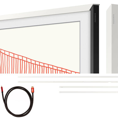 Samsung 85" The Frame Customizable Bezel, Modern White w/ HDMI Cable Bundle