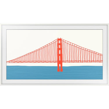 Samsung 43" The Frame Customizable Bezel, Modern White w/ HDMI Cable Bundle