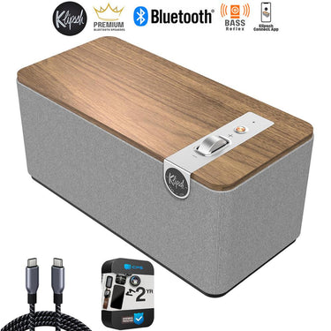 Klipsch The One Plus Premium Bluetooth Speaker, Walnut w/ 2 YR Warranty Bundle