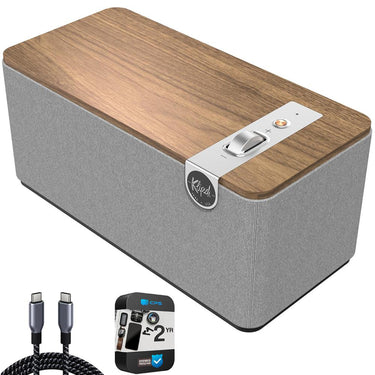 Klipsch The One Plus Premium Bluetooth Speaker, Walnut w/ 2 YR Warranty Bundle