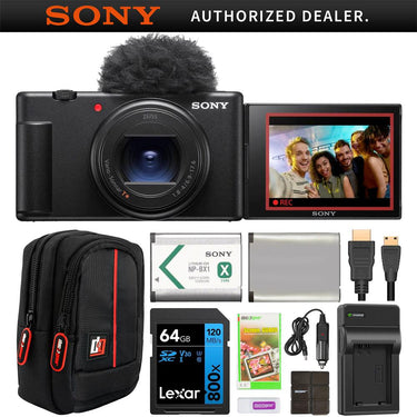 Sony ZV-1 II Vlog 4K Camera for Vloggers Black 2 Battery Bundle Refurbished
