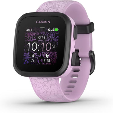 Garmin Bounce Kid Smartwatch, Lilac Floral w/ Converter Adapter + 2 Yr Warranty Bundle