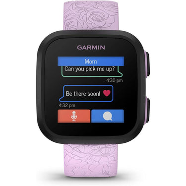Garmin Bounce Kid Smartwatch, Lilac Floral w/ Sling Backpack + 2 Yr Warranty Bundle