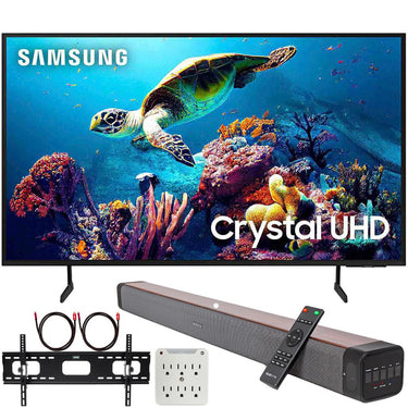 Samsung 60 Inch DU6900 Crystal UHD 4K Smart TV 2024 +2.0 Ch Soundbar Bundle W/ Mount Kit