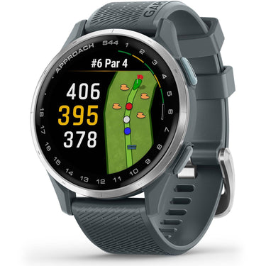 Garmin  Approach S44 GPS Golf Smartwatch, Silver Aluminum Bezel w/ Black Silicone Band