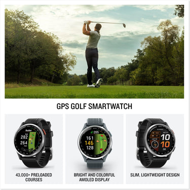 Garmin  Approach S44 GPS Golf Smartwatch, Silver Aluminum Bezel w/ Twilight Band