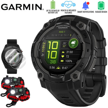 Garmin Instinct 3 45mm GPS Smartwatch Black with Black Band + Accessories Bundle