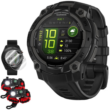Garmin Instinct 3 45mm GPS Smartwatch Black with Black Band + Accessories Bundle