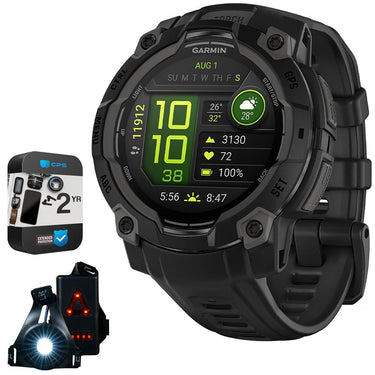 Garmin Instinct 3 45mm GPS Smartwatch, AMOLED + Wearable Light + 2 Yr Warranty Bundle