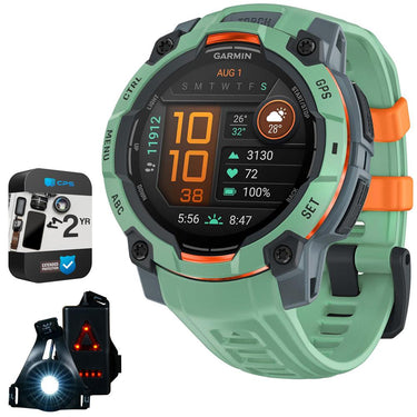 Garmin Instinct 3 45mm GPS Smartwatch, AMOLED + Wearable Light + 2 Yr Warranty Bundle