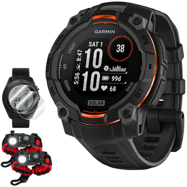 Garmin Instinct 3 45mm GPS Smartwatch, SOLAR, Black with Black Band +Accessories Bundle