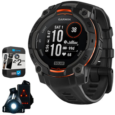 Garmin Instinct 3 45mm GPS Smartwatch, SOLAR + Wearable Light + 2 Yr Warranty Bundle