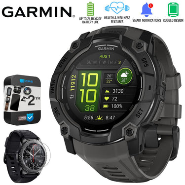 Garmin Instinct 3 50mm Outdoor GPS Smartwatch + Screen Protector + 2 Yr Warranty Bundle