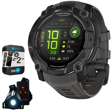 Garmin Instinct 3 50mm GPS Smartwatch, AMOLED + Wearable Light + 2 Yr Warranty Bundle