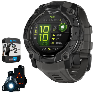Garmin Instinct 3 50mm GPS Smartwatch, AMOLED + Wearable Light + 2 Yr Warranty Bundle