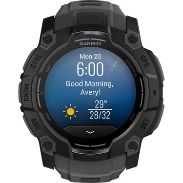 Garmin Instinct 3 50mm GPS Smartwatch, AMOLED + Wearable Light + 2 Yr Warranty Bundle