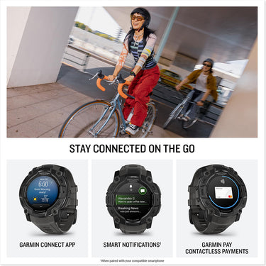 Garmin Instinct 3 50mm GPS Smartwatch, AMOLED + Wearable Light + 2 Yr Warranty Bundle
